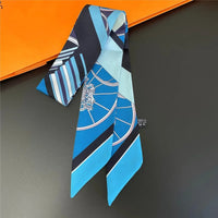 Luxury Design Horse Print Skinny Silk Ribbon Scarf Women5x85cm Hairband Soft Satin Female Foulard Floral Headband Bag Neck Ties