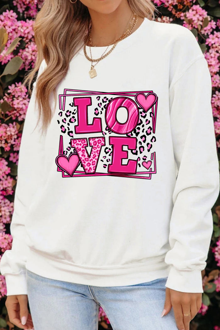 Beige Sweet LOVE Valentines Graphic Sweatshirt