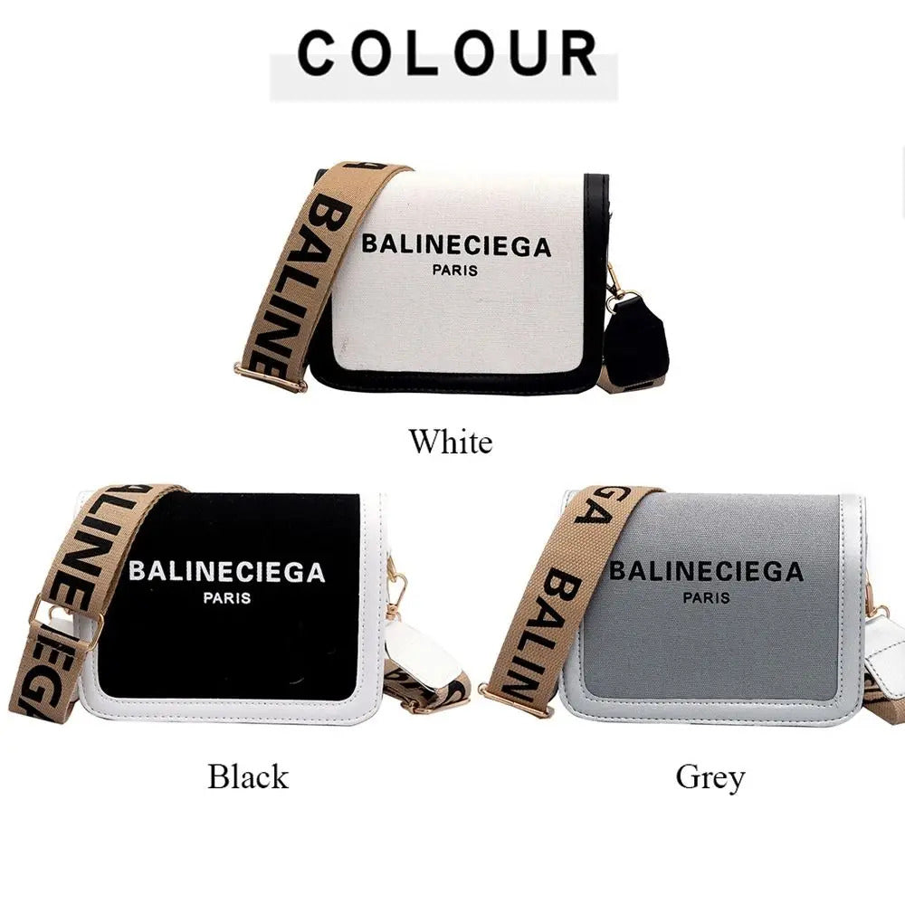 Women Fashion Wide Shoulder Strap Shoulder Bag Female Handbag Portable Casual Canvas Small Square Bag Versatile Crossbody Bag