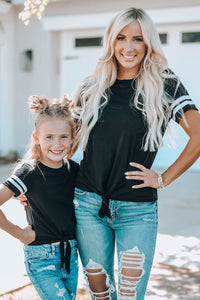 Black Family Matching Mom's Tie Knot Striped T-shirt