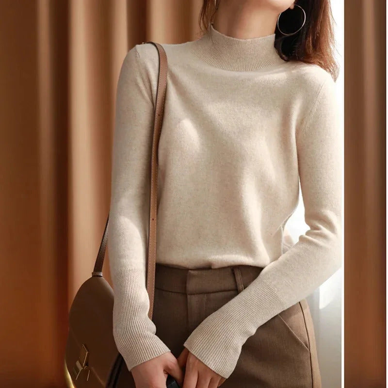 Autumn Winter chic Bottom Sweaters Women Fashion Turtleneck Pullover Slim Long Sleeve Knitted Jumpers Soft Warm Pull Femme Top