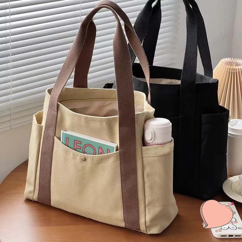 Large Capacity Canvas Tote Bags for Work Commuting Carrying Bag College Style Student Outfit Book Shoulder Bag Bolsos Para Mujer