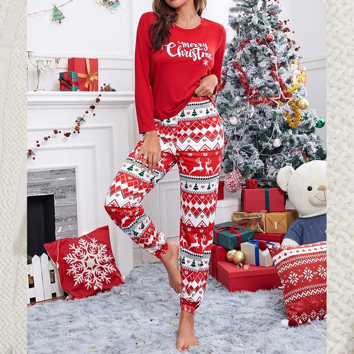 2Pcs/set women's pyjamas set long-sleeved trousers student homewear two-piece Christmas printing letter clothes girls women's cl