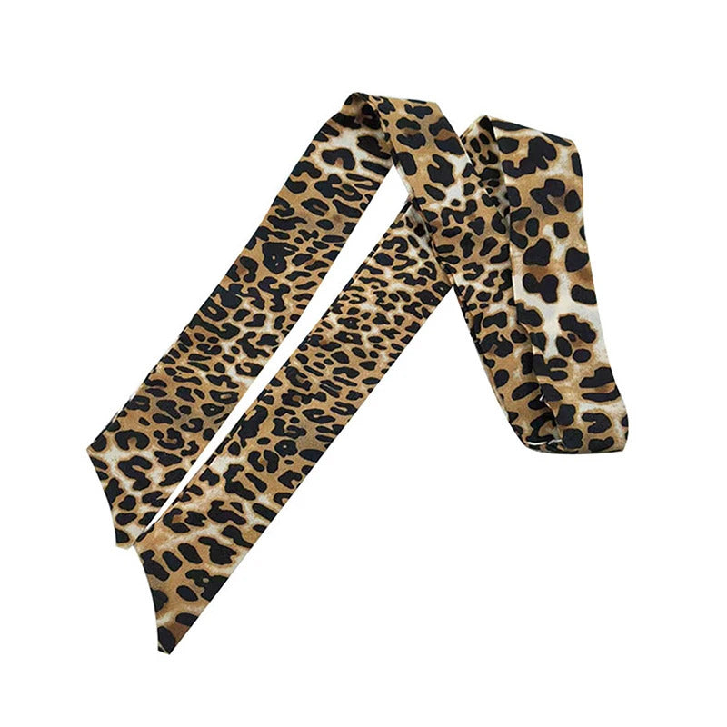 Leopard Print Bag Skinny Silk Scarf For Women Luxury Foulard Women Tie Fashion Head Scarves