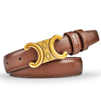 Fashion Women Genuine Leather Belts High Quality Gold Buckle Best Matching Dress Jeans Belts for women