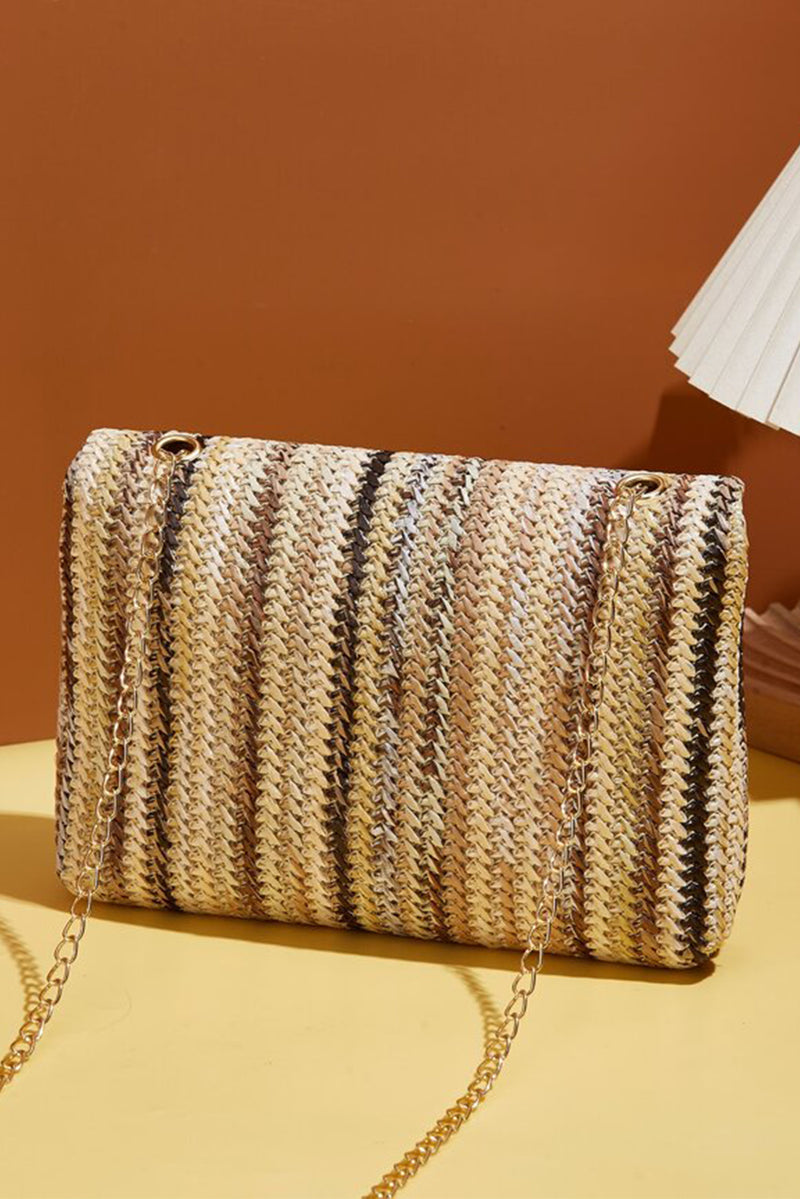 Camel Bohemian Woven Gold Chain Shoulder Bag