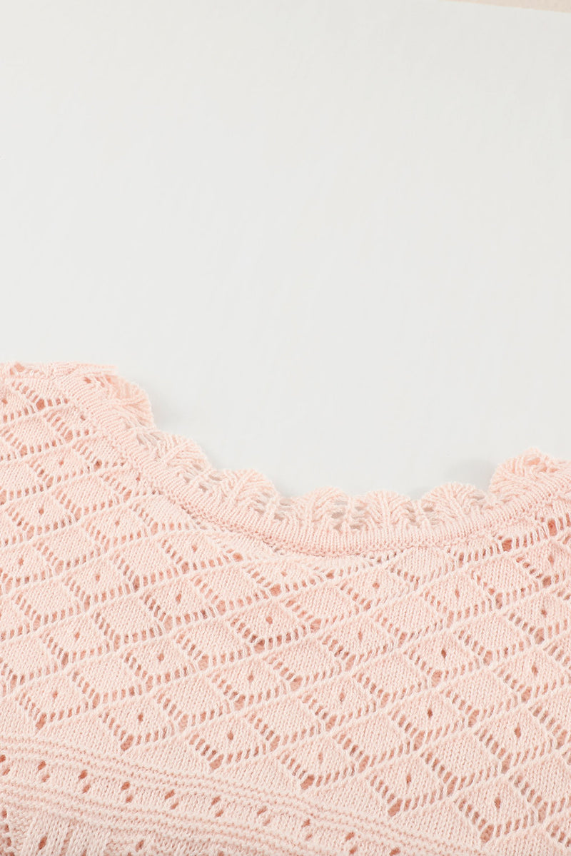 Pink Solid Drop Shoulder Knit Sweater