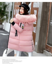 Women's Plus Size cotton jacket long hooded parka with fur collar warm thick jacket casual jacket cotton jacket women's par