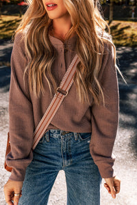 Chestnut Textured Knit Henley Long Sleeve Top