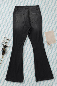 Black High Waist Flare Jeans with Pockets