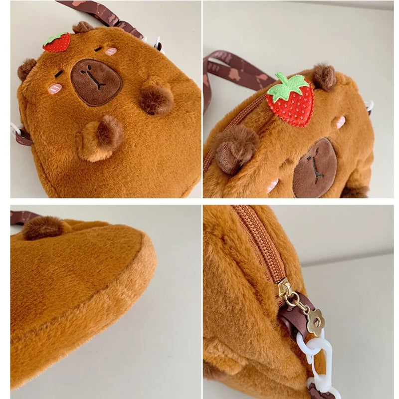 Large Capacity Capybara Plush Shoulder Bag Cartoon Capybara Handbag Unisex Capybara Handbag