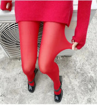 Trendix New Red Stockings Women Bodycon Super Elastic See Through Lace Pantyhose Autumn Sexy Slim Elegant Burgundy Tights Winter