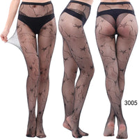 Women Sexy Fishnet Tights Jacquard Weave Seamless Pantyhose Yarns Garter Grid Fish Net Stockings Black Spider Gothic Lace Tights