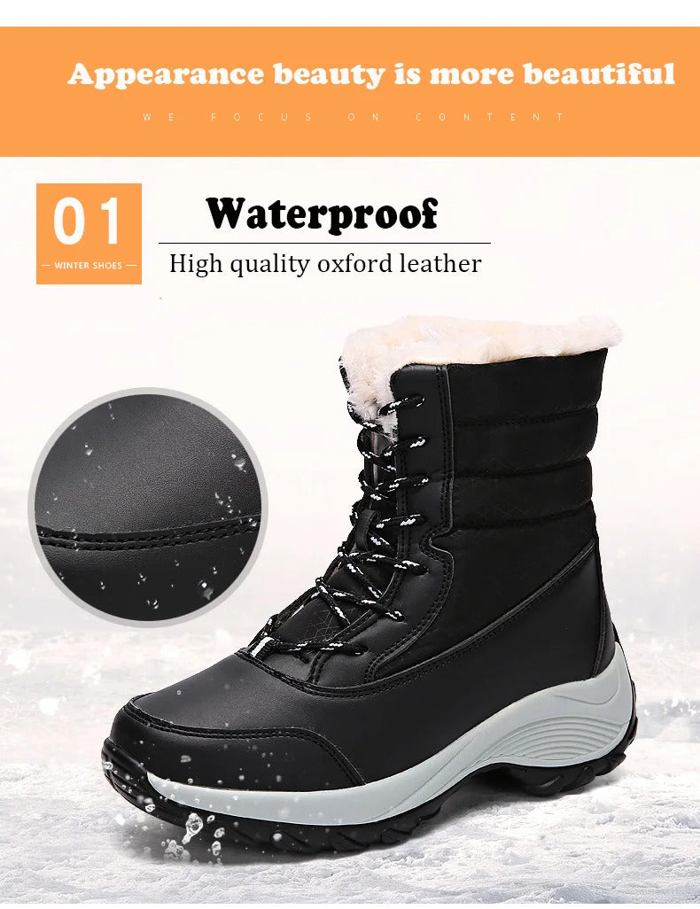 Women Boots Waterproof Heels Boots For Winter 2023 Tren Platform Ankle Boots Keep Warm Snow Shoes Plush Outdoor Short Boots