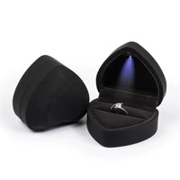 1 Pcs LED Jewelry Ring Box Luxury Velvet Rubber Necklace Pendant Gifts Display With Light For Proposal Engagement Wedding Case