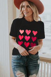 Black Valentine's Day Heart Graphic Tee