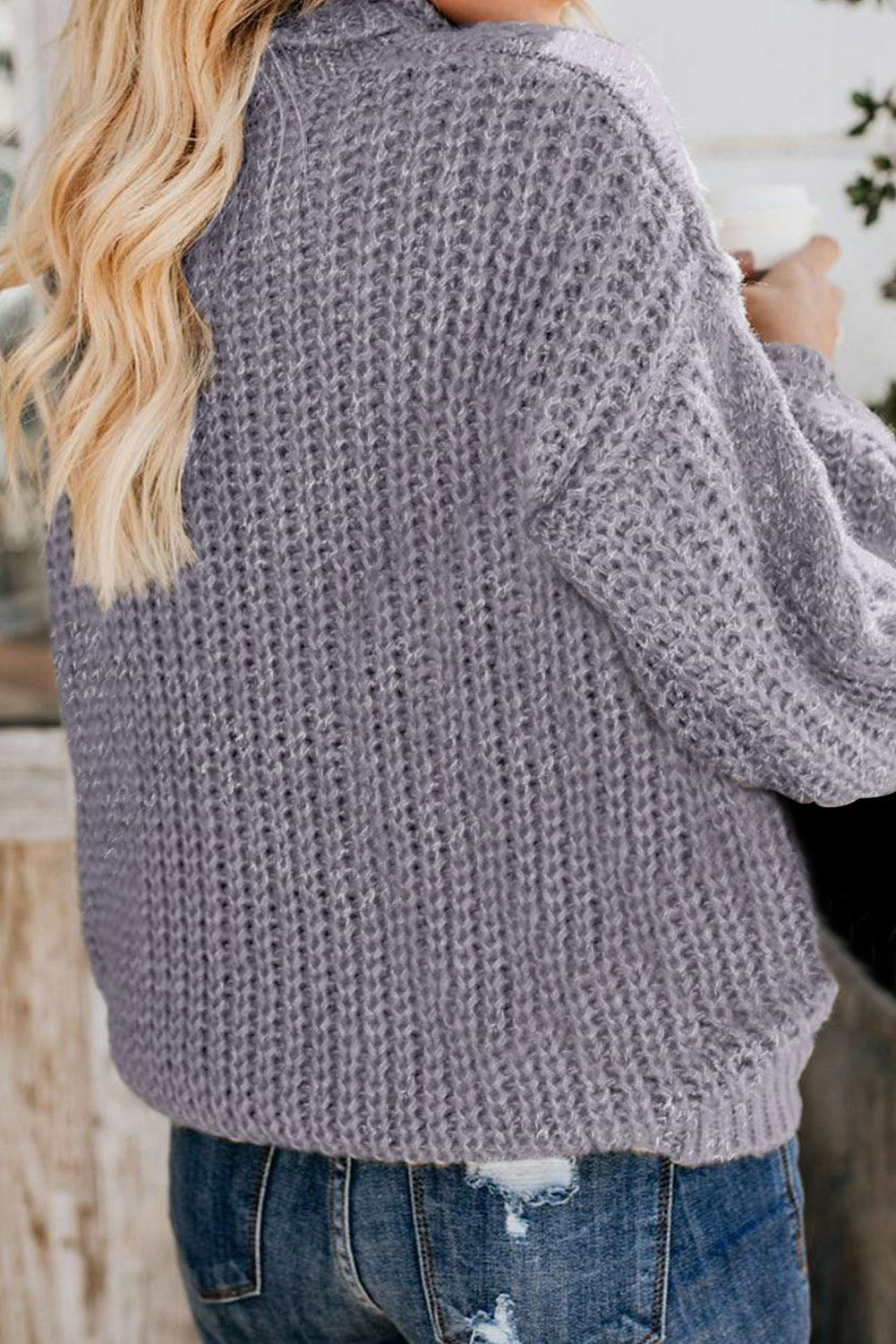 Gray Chunky Turtleneck Sweater