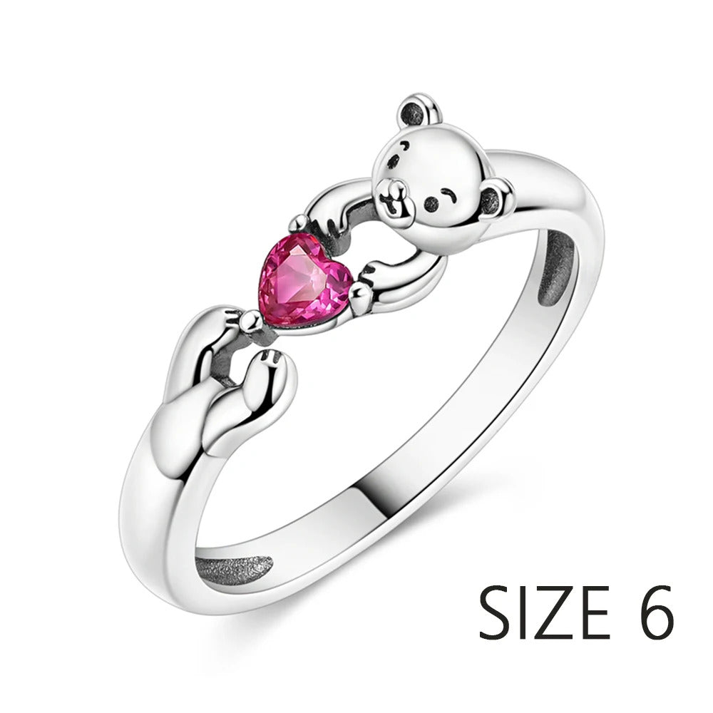 S925 Sterling Silver Valentine's Day Red Series Red Heart Charm Bow Ring Heart Necklace Fit Bracelet DIY for Women Jewelry Gift