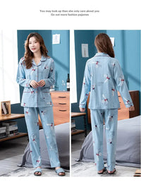 100% Cotton Long Sleeve Cardigan Pajama Set For Middle-aged Elderly Women Autumn Outer Wear Homewear