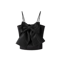 Sweet Sequined Bow Women Sling Top Sexy Sleeveless Backless Pleated Zippers Female Tank Tops 2025 Spring Lady Streetwear