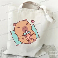 Bobo Tea Capybara Graphics Women Handbags Harajuku Animal Shoulder Bag Fashion Cartoon Tote Shopping Bag Side Bag for Ladies