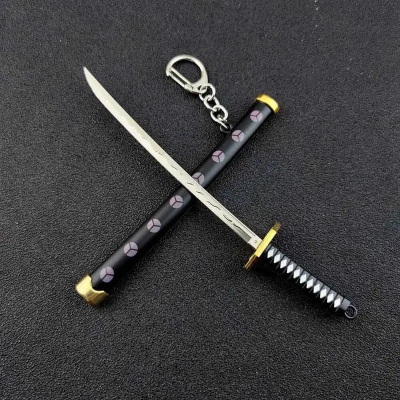 Mini Roronoa Zoro Samurai Sword Keychain Anime Scabbard Key Ring Katana Buckle Key Chain for Men Women Cosplay Toy Jewelry Gift