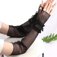 Women Summer Long Sun-protective Sleeve Sweet Fingerless Gloves Breathable Arm Warmer Lady Thin Lace Cuffs Sunscreen Uv Mittens