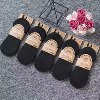 5 Pairs Women's silicone invisible Boat Socks  Summer Solid Color Ankle Boat Socks Female Soft Cotton Slipper Socks 35-40 EUR