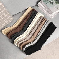 Women Soft Wool Long Socks Autumn Winter Cashmere Solid Knitted Stocking Skinny Casual Knee High Fluffy Warm Thicken Girls Socks