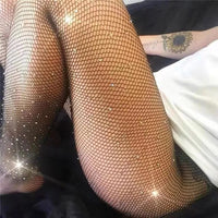 2024 Summer Fishnet Diamond Pantyhose for Women Sexy Fashion Shiny Net Tights Female Slim Rhinestone Mesh Nylon Stockings Tights