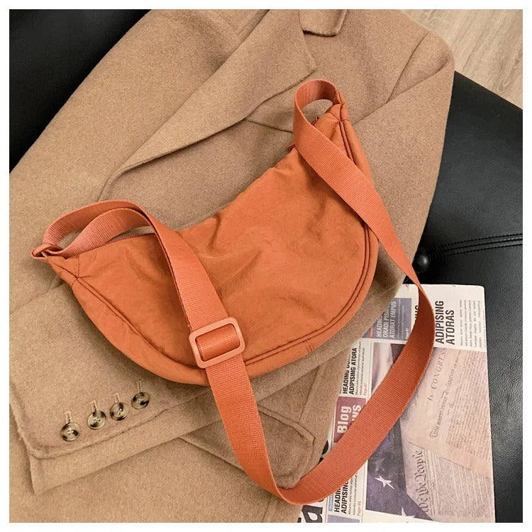 Casual Nylon Hobos Crossbody Bag for Women Shoulder Bag Woman Half Moon Chest Bags Tote Lady Travel Shopper Bag Female Purses