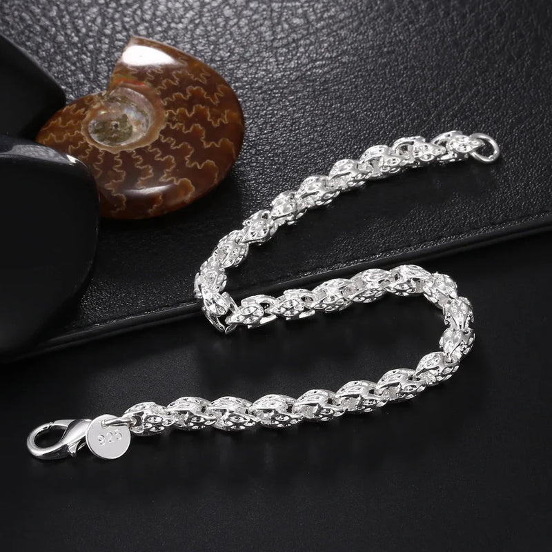 Fine 925 Sterling Silver Noble Nice Chain Solid Bracelet for Women Men Charms Party Gift Wedding Fashion Jewelry Hot Model