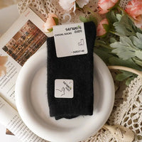 Wool Socks for Women Autumn Winter Medium Tube Socks Thickened with Wool Warm Rabbit Hair Socks Winter Black Cashmere Stockings