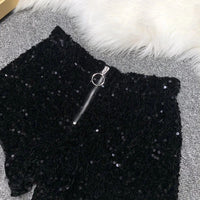 Whole Body The New 2023 Sparkling Sequins Shorts Women Short Zipper Nightclub Woman Slim Fit for Silver and Black   Sexy Shorts