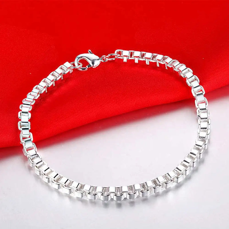 925 Sterling Silver Rose Flowe Bracelet Nice Snake Chain High Quality For Women Men Fashion Jewelry Wedding Engagement Party