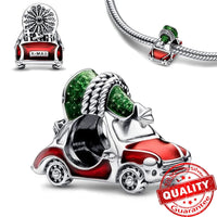 Holiday 925 Sterling Silver Polar Bear Funny Santa Charm Fit Original Bracelet Spinning Carousel Snowman Charm Christmas Jewelry