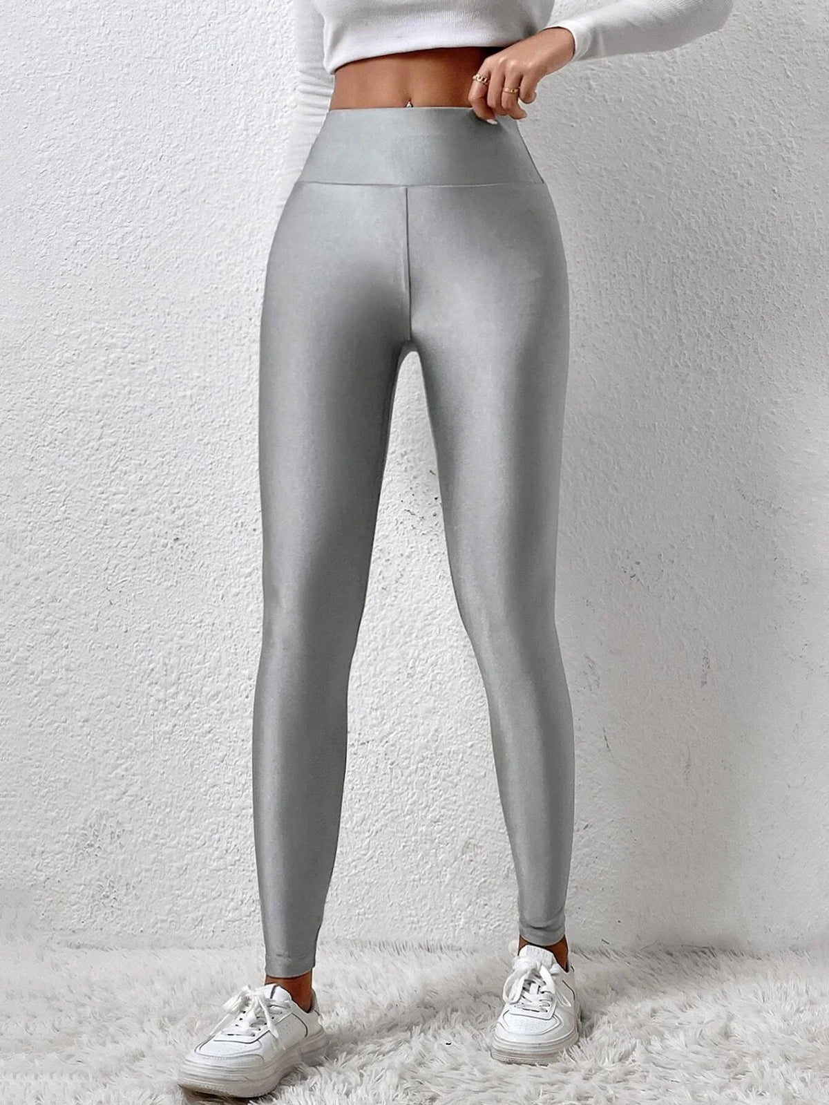 European And American Style Color Luster Leggings New Selling High Waist Tight Solid Color Small Feet High Elastic Pants