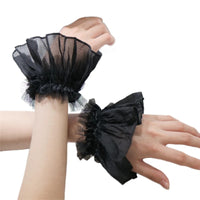 Women Wrist Cuffs Removable Lace Ruffled Wedding Supply Bride Dress False Sleeves Tulle Flared Sleeves F0T5