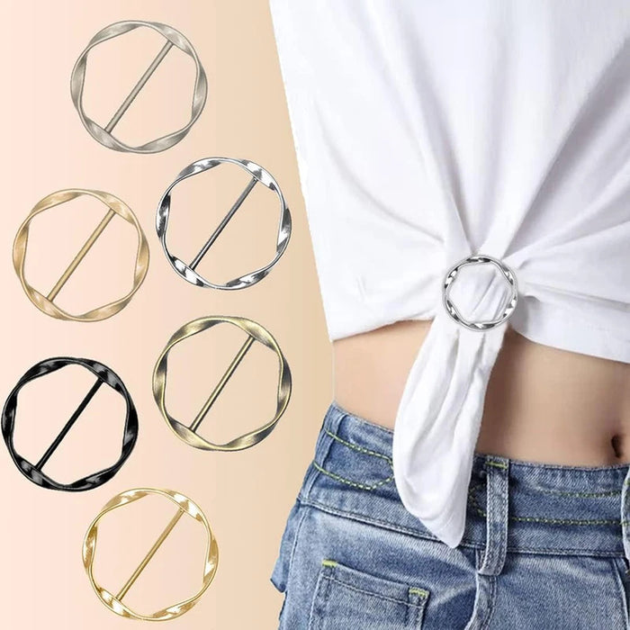 6Pcs Shirt Ties Clips Ring Clip T-Shirt Buckle Ring Clip Metal Round Circle Clip Rings Buckle Clip for Hat Belt Scarves T-Shirt