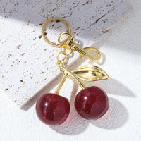 Fashion Delicious Red Cherry Keychain Summer Fruits Cherries Pendant Keyring For Women Men Jewelry Bag Accessories Gift