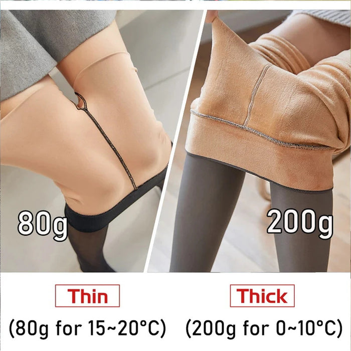 Winter Women Leggings 80/200g Fleece Warm Stockings Skin Effect Tights 2023 Female Print Leggings High-Elastic Thermal Pants