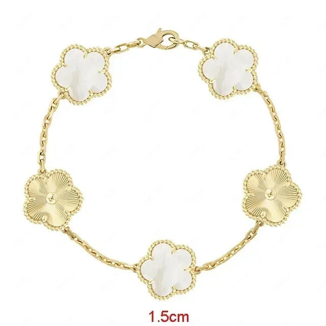 925 Sterling Silver Bracelet with Multiple Stones, Lucky Clover High Quality Elegant Classic Ladies Party Dating Birthday Gift