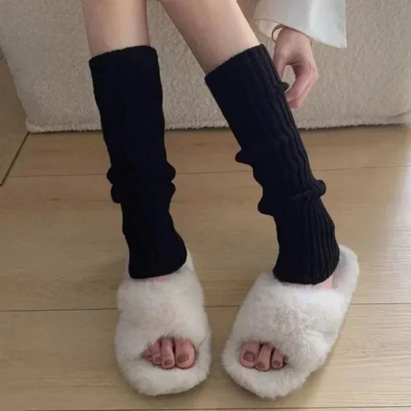 Lolita Leg Warmers Women Long Socks Wool Knitted Foot Cover Arm Warmer Y2K Autumn Winter Crochet Heap Socks Boot Cuffs Stockings