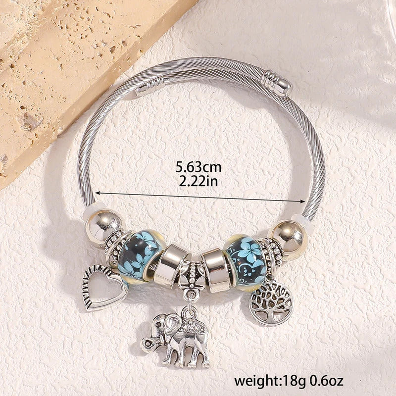 1 Women's Pan Family Style Elephant Peach Heart Life Tree Pendant Alloy Bracelet Outdoor Travel Banquet Party Festival Gift