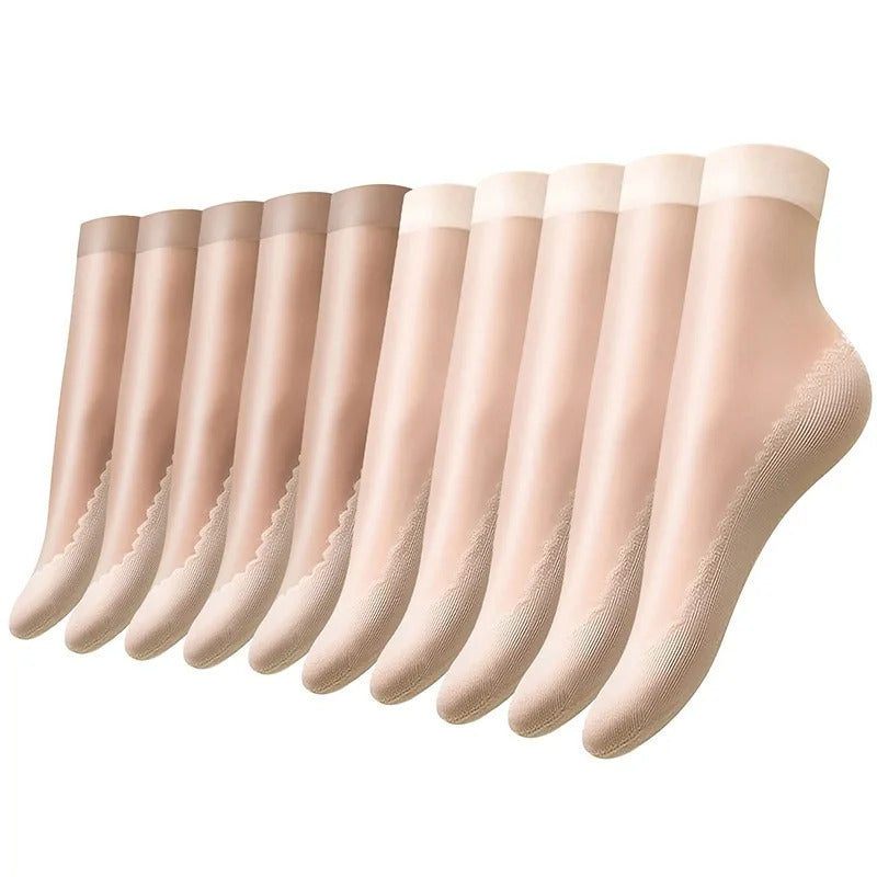 1/5/10pairs Womens Anti-Slip Socks ,Sweat Absorbing Cotton Bottom Velvet Socks, Ultrathin Breathable Summer Autumn Casual Sock