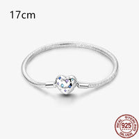 2024Hot Sale Heart Zircon Snake Chain Charm Beads Bracelet Women 925 Silver Original Pendant Bead DIY Jewelry Fine Festival Gift