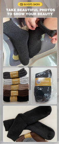 1 Pairs Winter Warm Women Socks Merino Wool Men Super Thicker Solid  Against Cold Thermal Plush Thick Snow Terry Socks