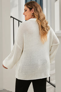 Beige plus Size Polo Sweater