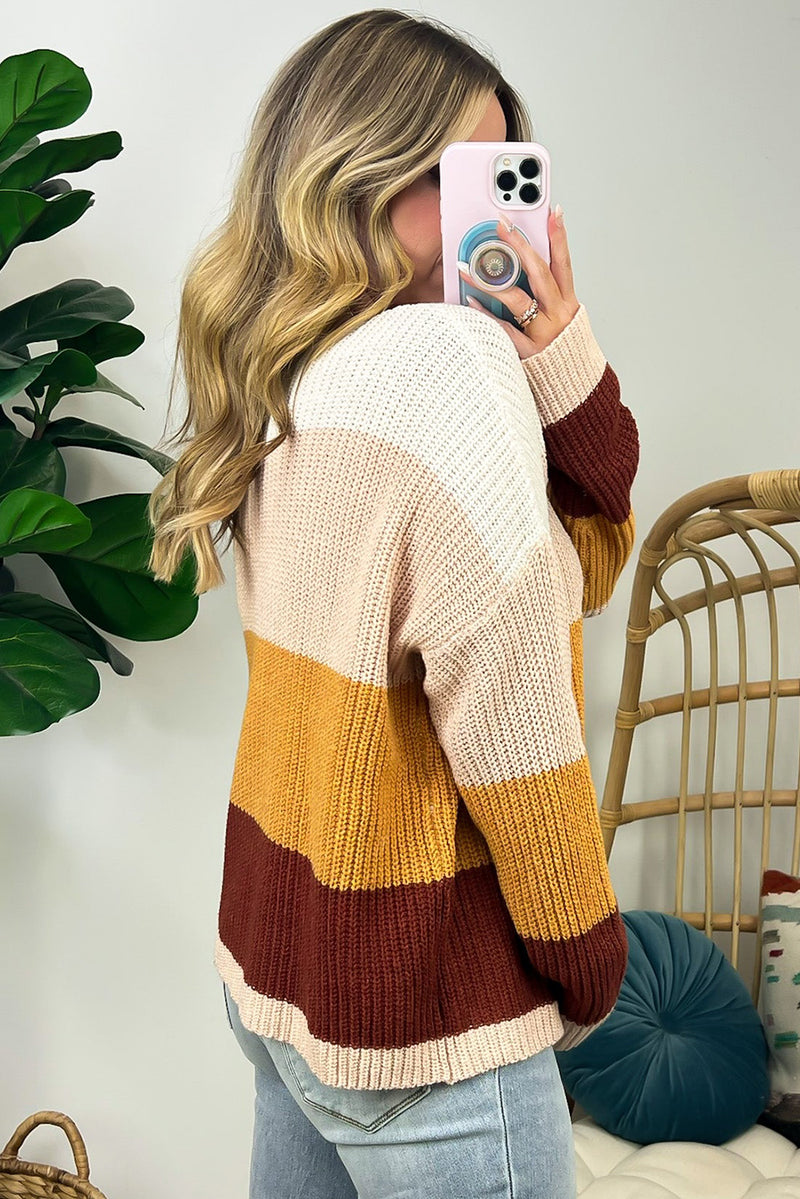 Multicolor Colorblock Striped Sweater