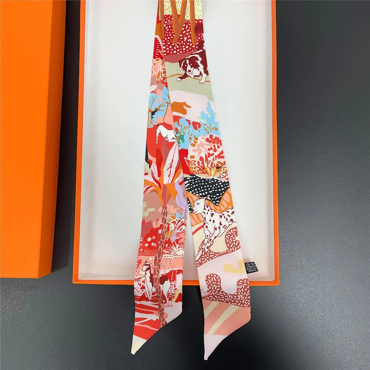 Luxury Design Horse Print Skinny Silk Ribbon Scarf Women5x85cm Hairband Soft Satin Female Foulard Floral Headband Bag Neck Ties